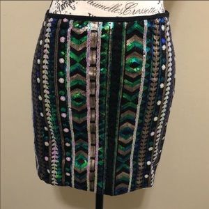 Body Central Multi-Colored Sequin Skirt Size Large